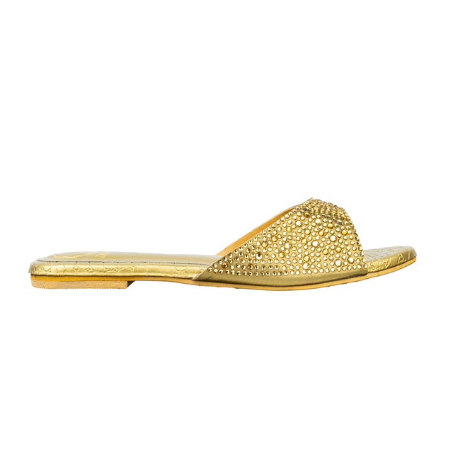 Zahra Contemporary Bronze Flat Slippers