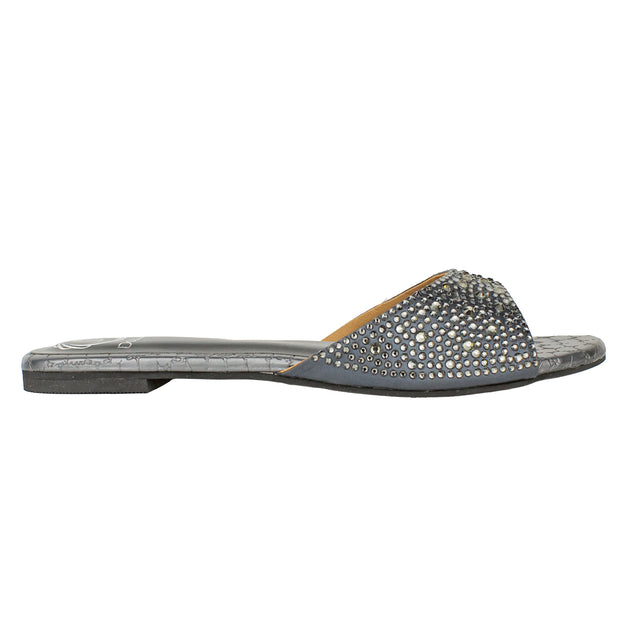 Zahra Trendy Grey Flat Slippers