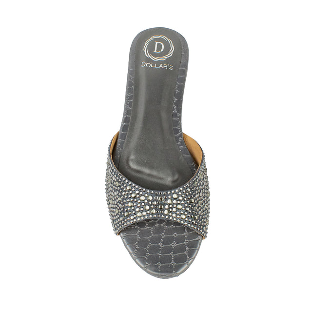 Zahra Trendy Grey Flat Slippers
