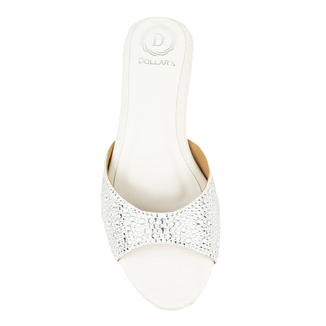 Zahra Regal White Flat Slippers