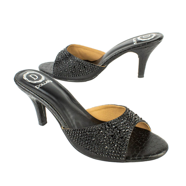 Zahra Modern Black Pencil Heel Sandals