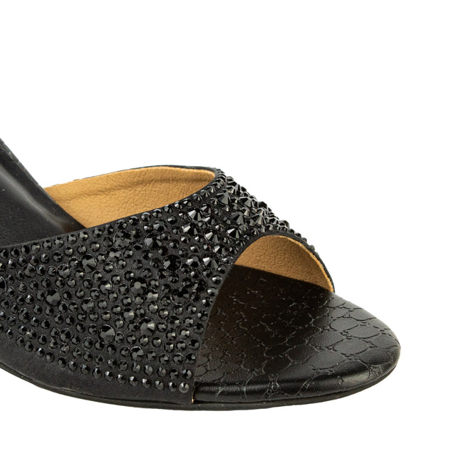 Zahra Modern Black Pencil Heel Sandals