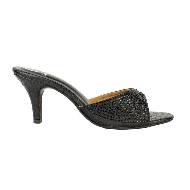 Zahra Modern Black Pencil Heel Sandals
