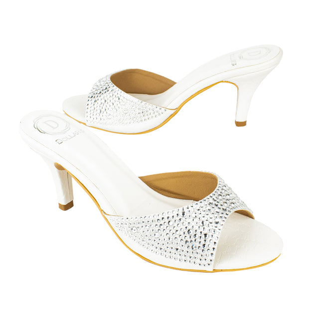 Zahra Captivating White Pencil Heel Sandals