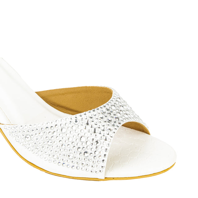 Zahra Captivating White Pencil Heel Sandals