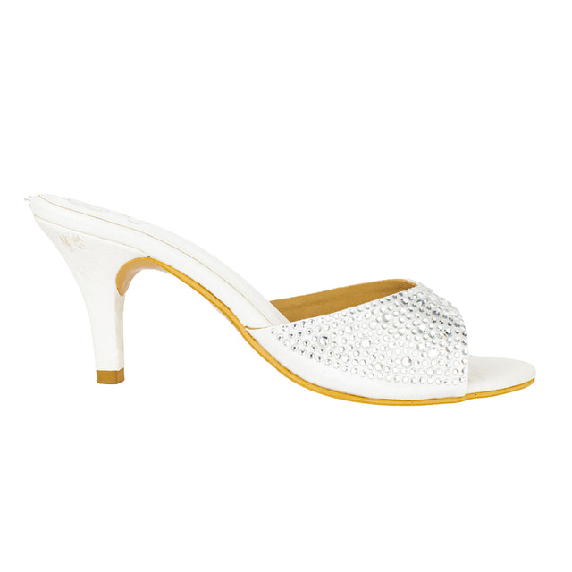 Zahra Captivating White Pencil Heel Sandals
