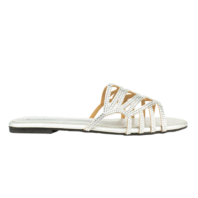 Statement Silver Flat Slippers