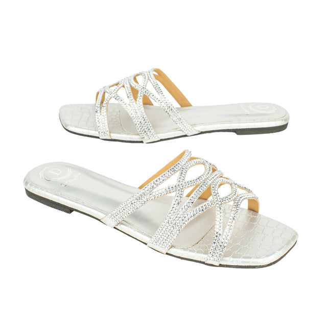 Elegant Silver Flat Slippers