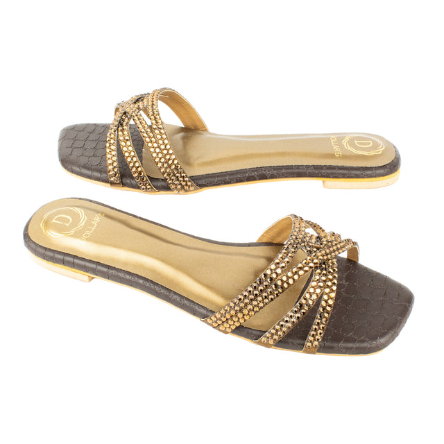 Weekend-ready Brown Flat Slippers