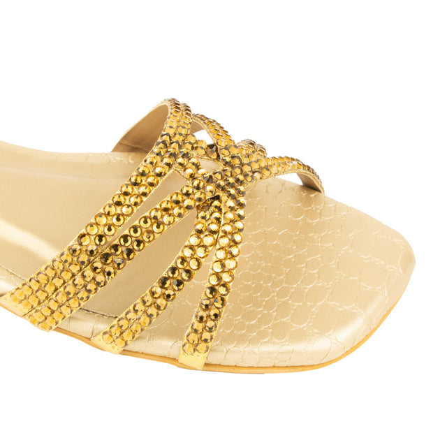 Couture-inspired Gold Flat Slippers