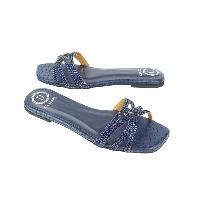 Elegant Navy Blue Flat Slippers