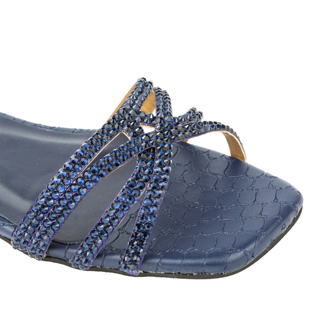 Elegant Navy Blue Flat Slippers