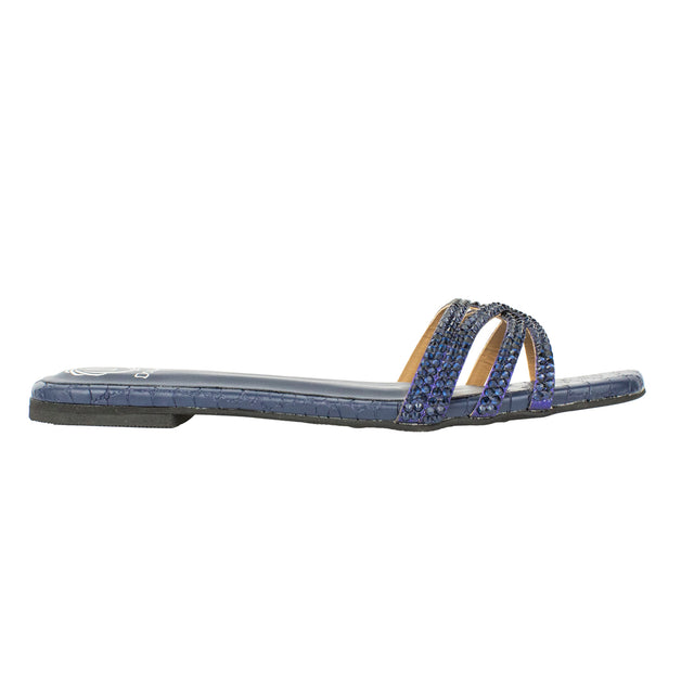 Elegant Navy Blue Flat Slippers