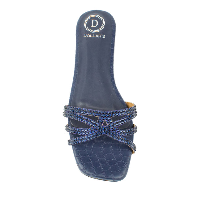 Elegant Navy Blue Flat Slippers