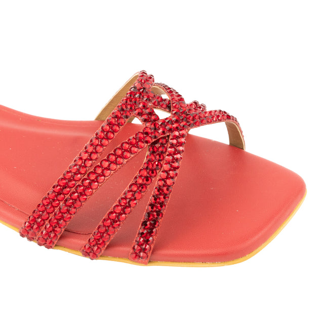 Vibrant Red Flat Slippers