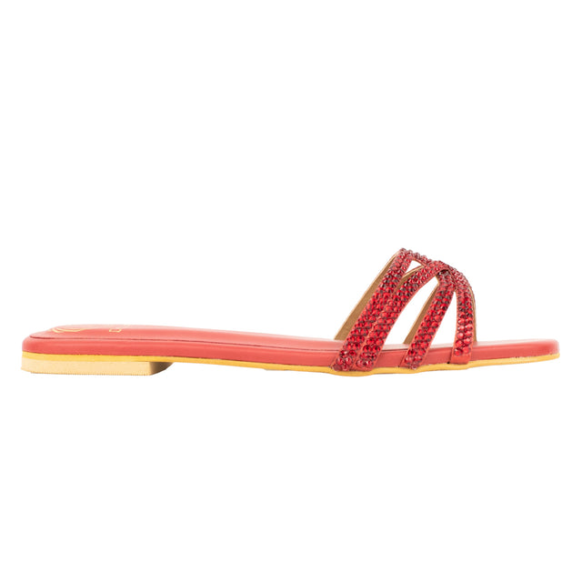 Vibrant Red Flat Slippers