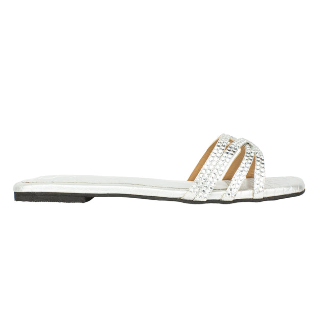 Chic-casual Silver Flat Slippers