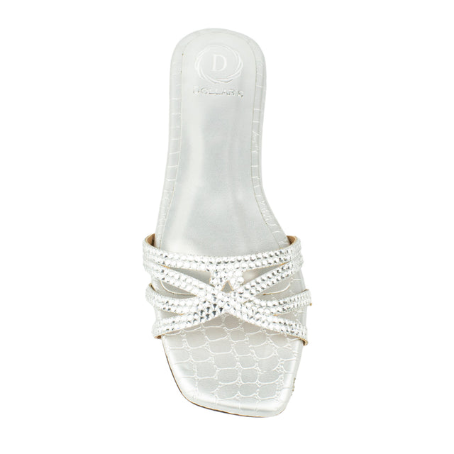 Chic-casual Silver Flat Slippers