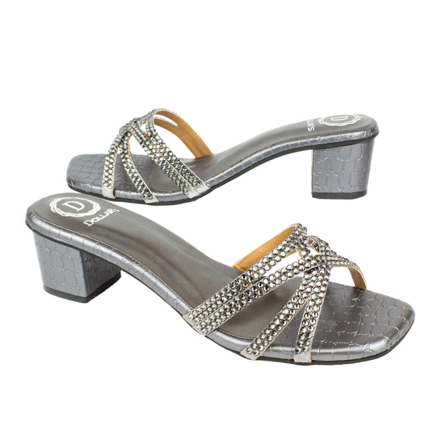 Ahlam Edgy Grey Block Heel Sandals