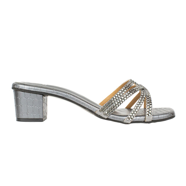 Ahlam Edgy Grey Block Heel Sandals