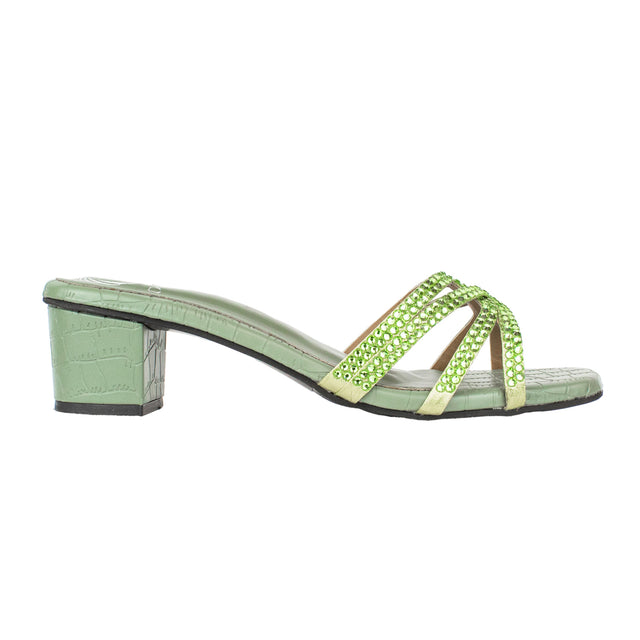 Ahlam Iconic Olive Green Block Heel Sandals