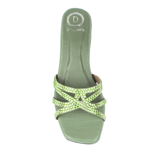 Ahlam Iconic Olive Green Block Heel Sandals