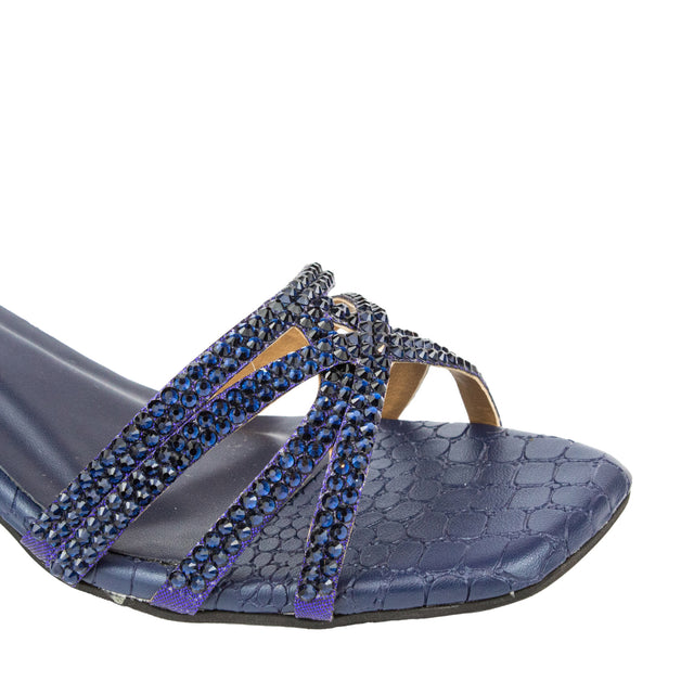 Ahlam Iconic Navy Blue Block Heel Sandals
