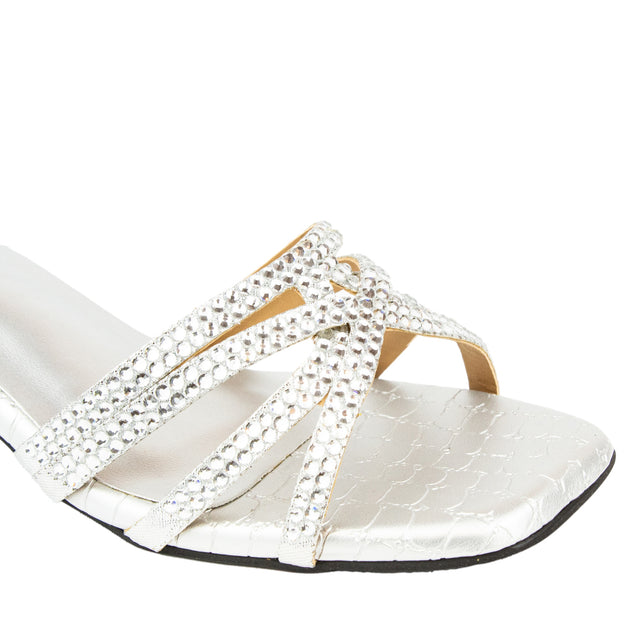 Ahlam Classic Silver Block Heel Sandals