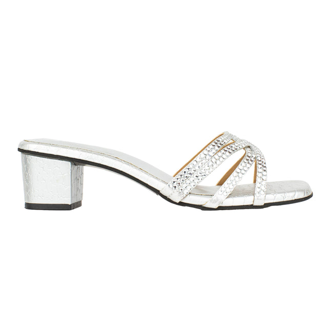 Ahlam Classic Silver Block Heel Sandals