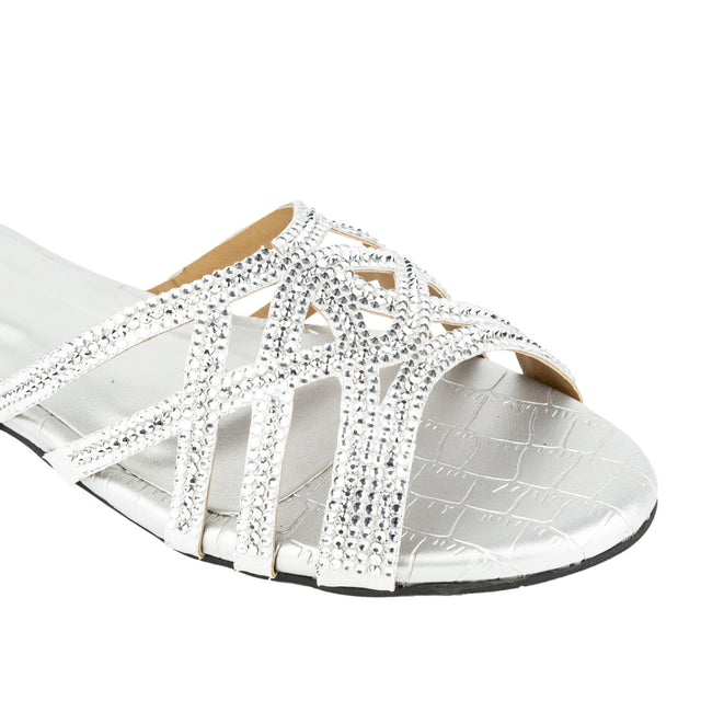 Luxurious Silver Flat Slippers