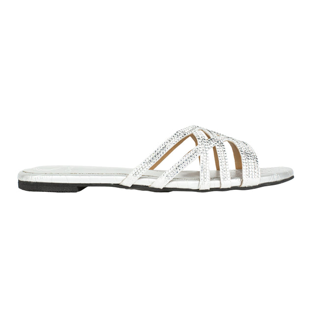Luxurious Silver Flat Slippers
