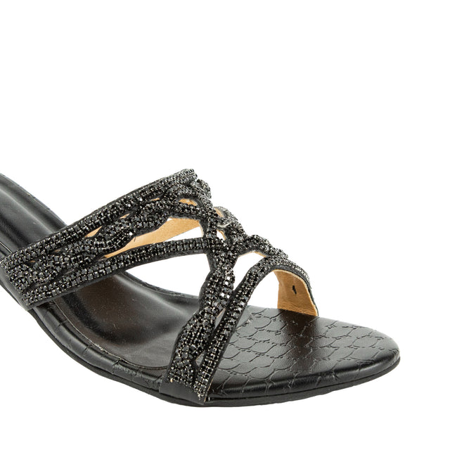 Sophisticated-casual Black Pencil Heel Sandals