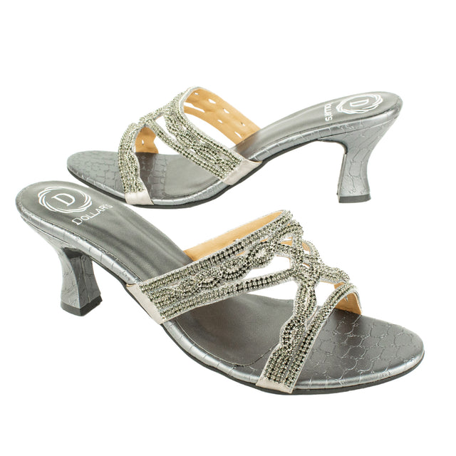Contemporary Grey Pencil Heel Sandals