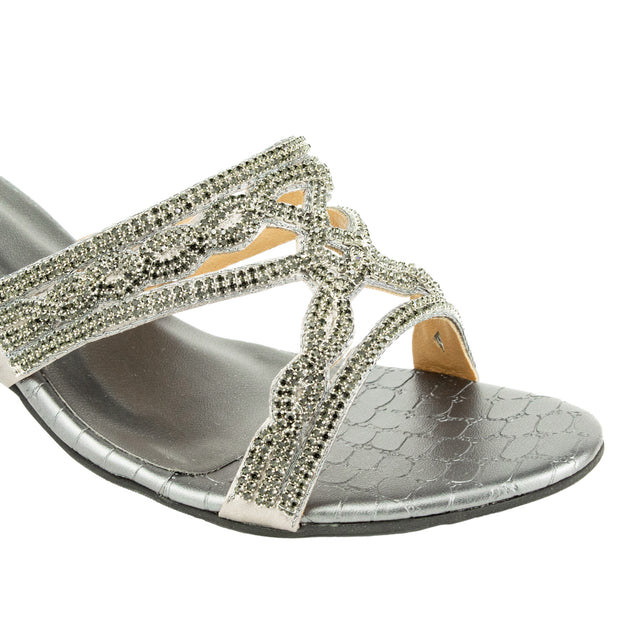 Contemporary Grey Pencil Heel Sandals