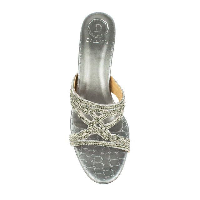 Contemporary Grey Pencil Heel Sandals