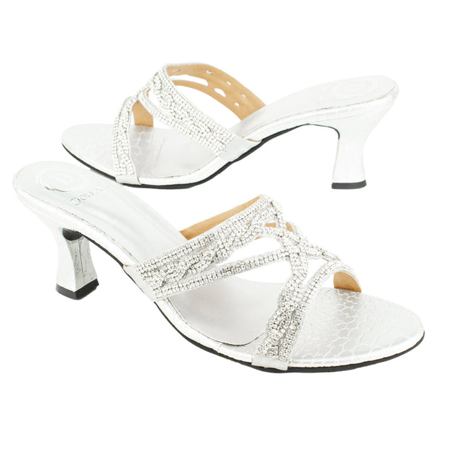 Sleek-modern Silver Pencil Heel Sandals