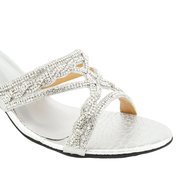 Sleek-modern Silver Pencil Heel Sandals