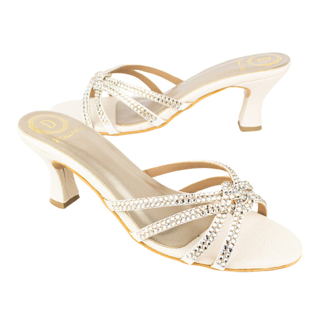 Nawal Edgy Cream Pencil Heel Sandals