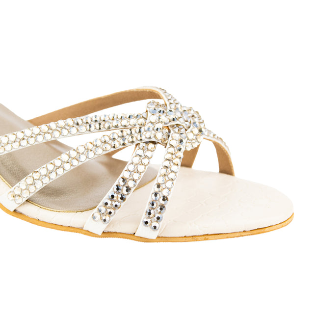 Nawal Edgy Cream Pencil Heel Sandals
