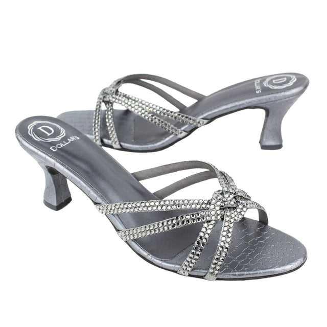 Nawal Sophisticated Grey Pencil Heel Sandals