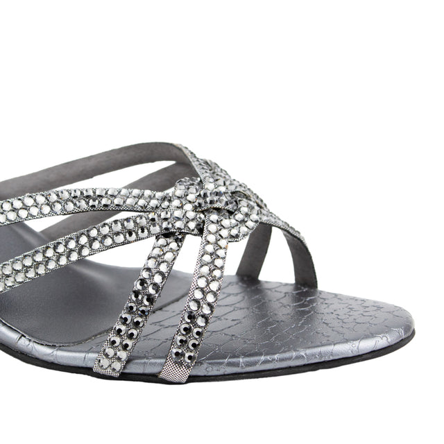 Nawal Sophisticated Grey Pencil Heel Sandals