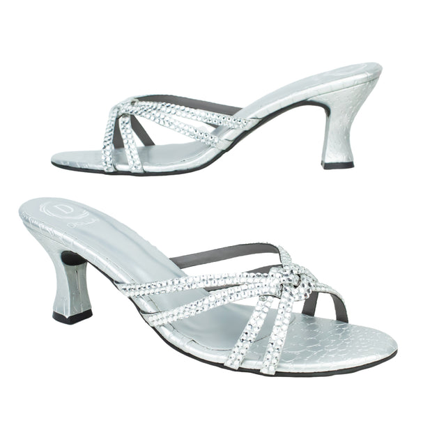Nawal Glamorous Silver Pencil Heel Sandals