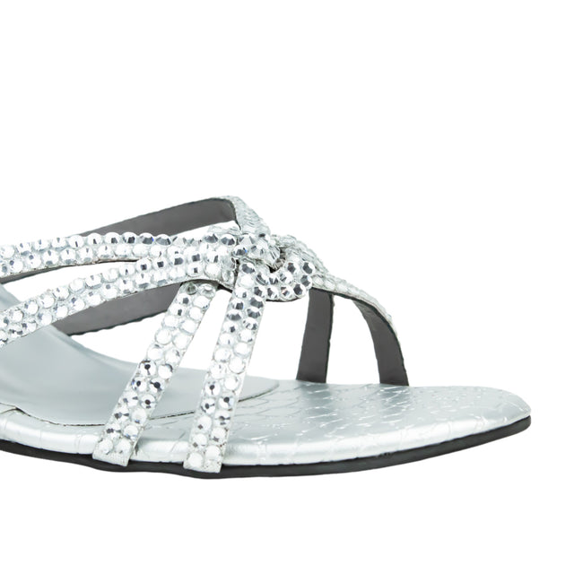 Nawal Glamorous Silver Pencil Heel Sandals