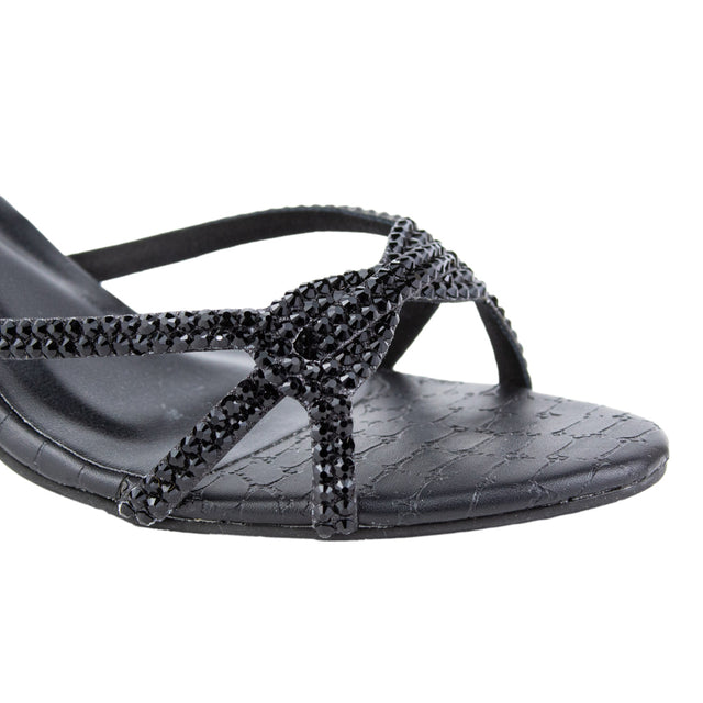 Vibrant Black Pencil Heel Sandals
