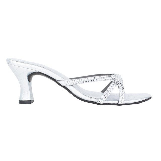Edgy Silver Pencil Heel Sandals