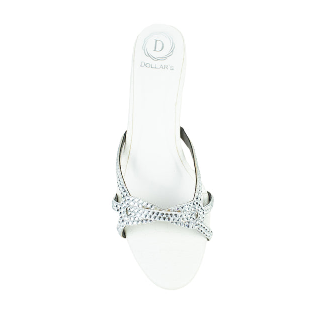 Chic-casual White Pencil Heel Sandals