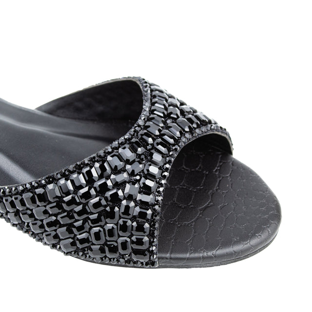 Haya Women Black Flat Sandals