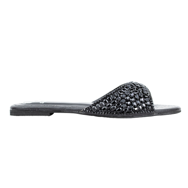 Haya Women Black Flat Sandals