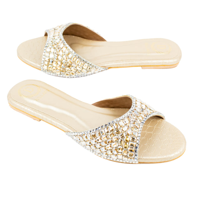 Haya Women Gold Flat Sandals