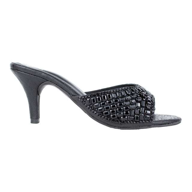 Haya Edgy Black Pencil Heel Sandals